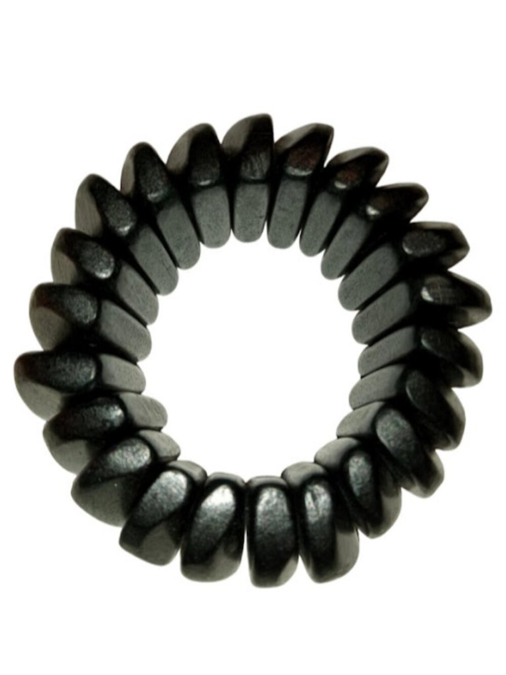 Vintage Black Wood Bead Stretch Panel Bracelet